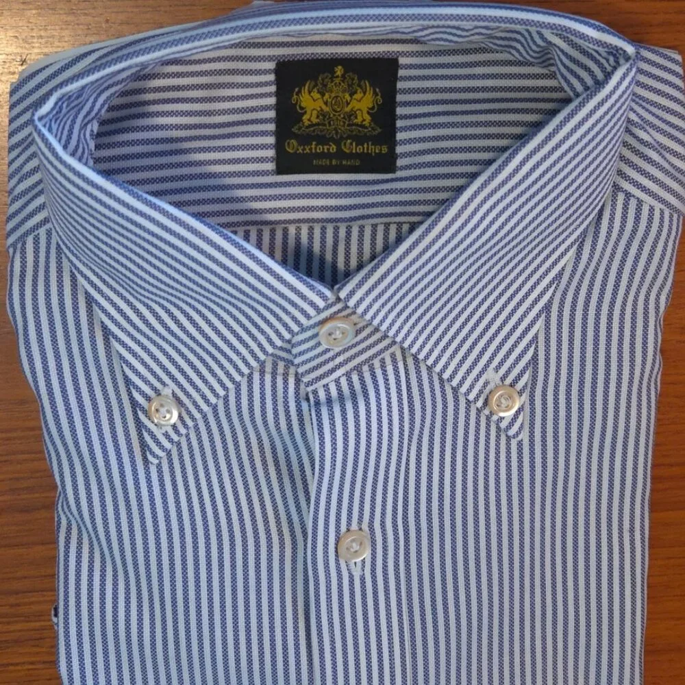 Oxxford Hand Made Striped Dress Shirt - Unique - Picture 2 of 11
